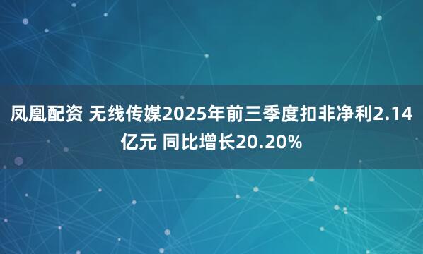 凤凰配资 无线传媒2025年前三季度扣非净利2.14亿元 同比增长20.20%
